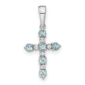 14k White Gold Blue Topaz and Diamond Cross Pendant, 0.278 ct, 22 x 11 mm