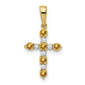 14k Citrine and Diamond Cross Pendant, 0.278 ct, 22 x 11 mm