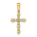 14k Peridot and Diamond Cross Pendant, 0.278 ct, 22 x 11 mm