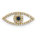 14k Small Sapphire and AA Diamond Evil Eye Chain Slide, 0.238 ct, 7 x 19 mm