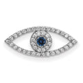 14k White Gold Small Sapphire and A Diamond Evil Eye Chain Slide, 0.238 ct, 7 x 19 mm