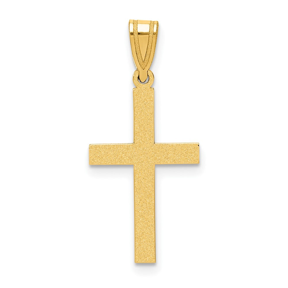 14k Sandblasted Cross Pendant, 25 x 12 mm