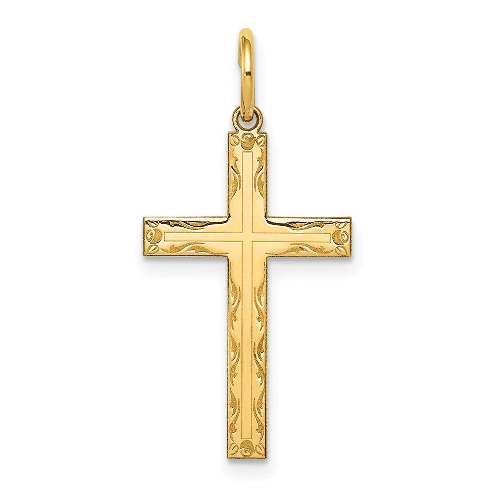 14K Laser Designed Cross Pendant, 26 x 13 mm, 0.72 g