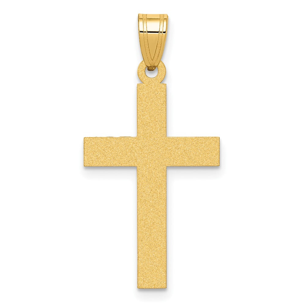 14k Sandblasted Cross Pendant, 28 x 15 mm