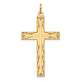 14K Laser Designed Cross Pendant, 40 x 22 mm