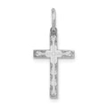14K White Gold Laser Designed Cross Charm, 23 x 11 mm, 0.51 g