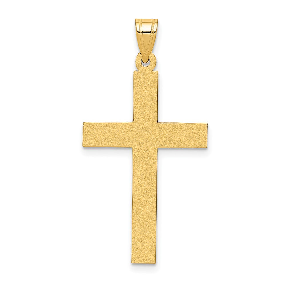 14k Sandblasted Cross Pendant, 35 x 19 mm