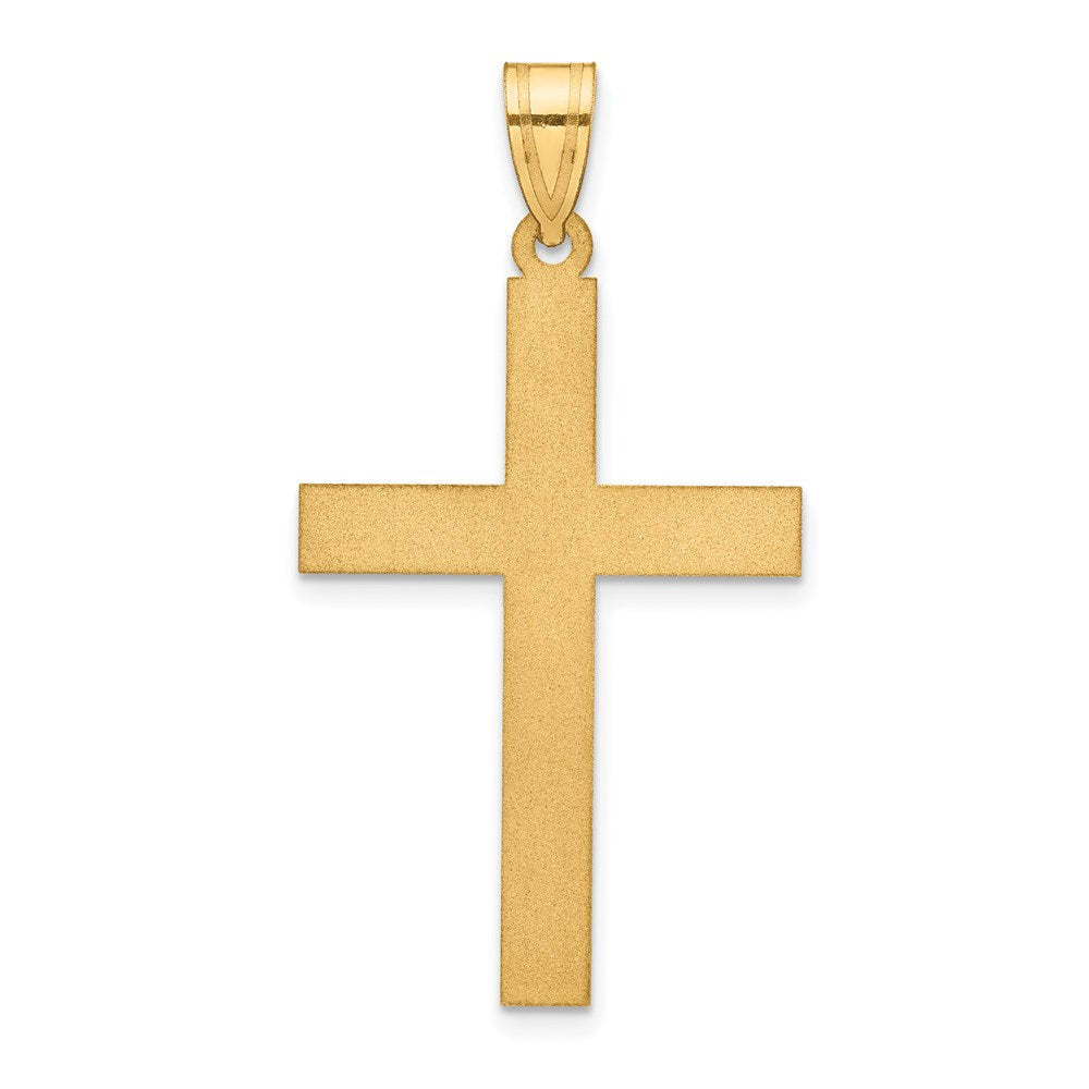 14k Sandblasted Cross Pendant, 38 x 21 mm