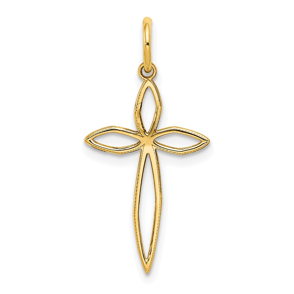 14K Laser Designed Passion Cross Charm, 25 x 13 mm