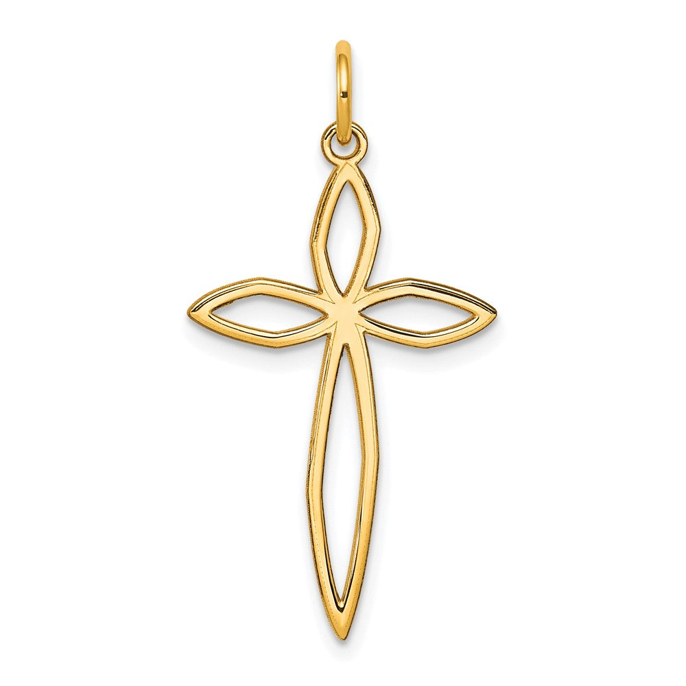 14K Laser Designed Passion Cross Pendant, 31 x 17 mm