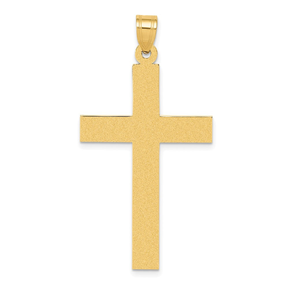 14k Sandblasted Cross Pendant, 46 x 23 mm
