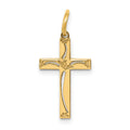 14K Laser Designed Cut-out Cross Charm, 21 x 11 mm