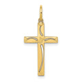 14K Laser Designed Cut-out Cross Charm, 25 x 13 mm