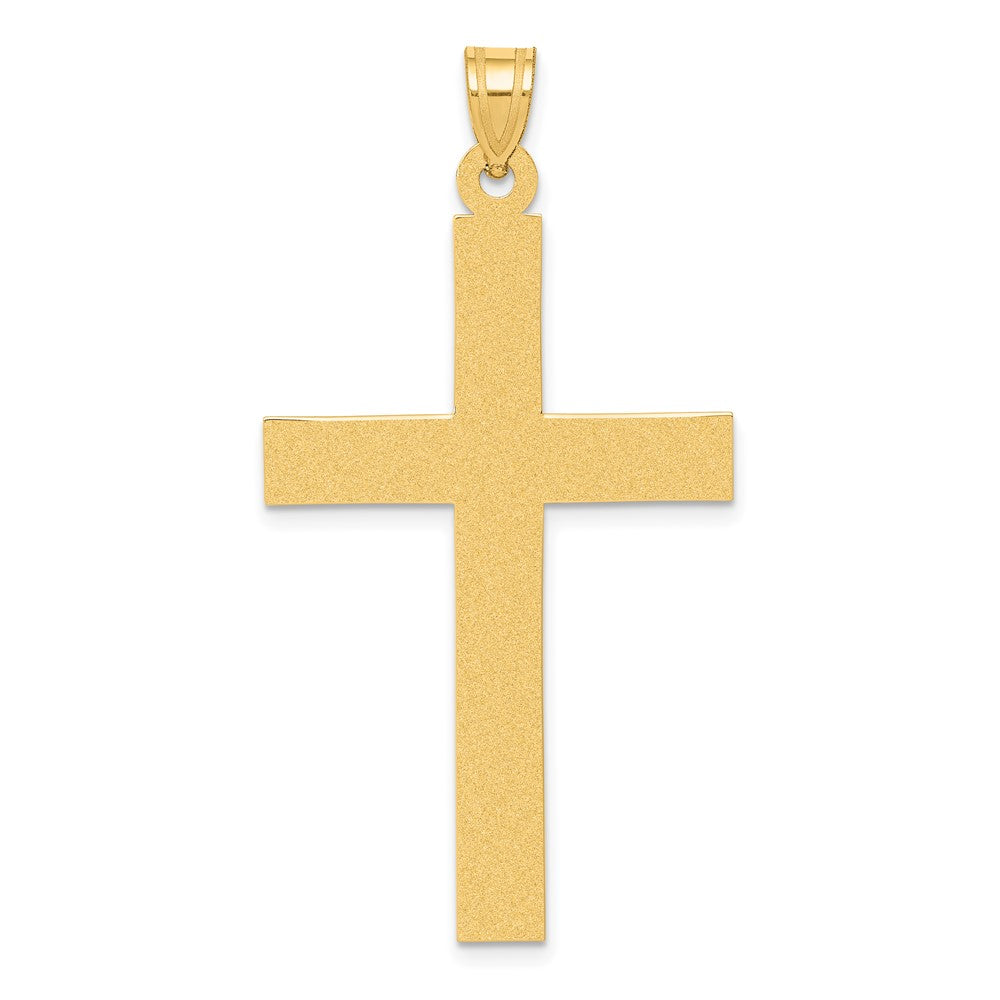 14k Sandblasted Cross Pendant, 50 x 25 mm