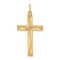 14K Laser Designed Cut-out Cross Charm, 31 x 17 mm