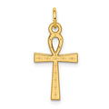 14K Laser Designed Ankh Cross Charm, 22 x 11 mm