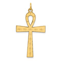 14K Laser Designed Ankh Cross Pendant, 39 x 22 mm