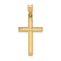 14k Solid Laser Etched Cross Pendant, 29 x 15 mm