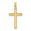 14k Solid Laser Etched Cross Pendant, 36 x 19 mm, 1.21 g