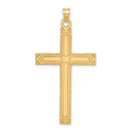 14k Solid Laser Etched Cross Pendant, 49 x 25 mm