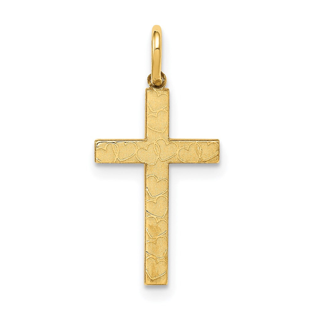 14K Laser Designed Cross Charm, 21 x 11 mm