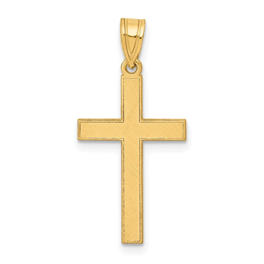 14k Florentine Satin Cross Pendant, 25 x 12 mm