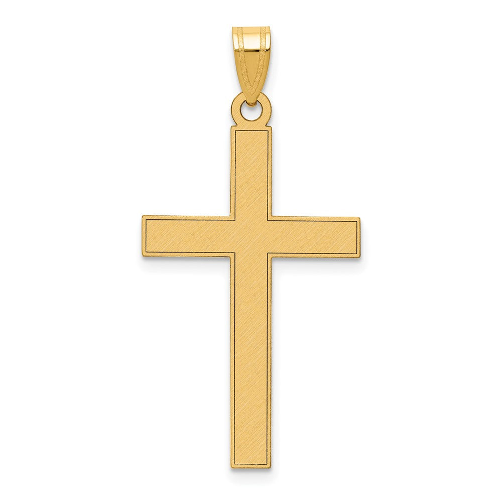 14k Florentine Satin Cross Pendant, 36 x 18 mm