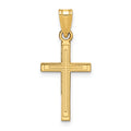 14k Solid Laser Etched Cross Pendant, 25 x 12 mm, 0.6 g