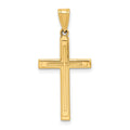 14k Solid Laser Etched Cross Pendant, 21 x 15 mm