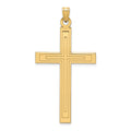 14k Solid Laser Etched Cross Pendant, 49 x 26 mm