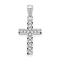 14k White Gold Cross with Hearts Pendant, 25 x 12 mm