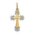 14K and White Rhodium Cross Charm, 23 x 11 mm