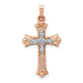 14k Two-tone 1/20 carat Diamond Cross Pendant, 0.05 ct, 28 x 18 mm