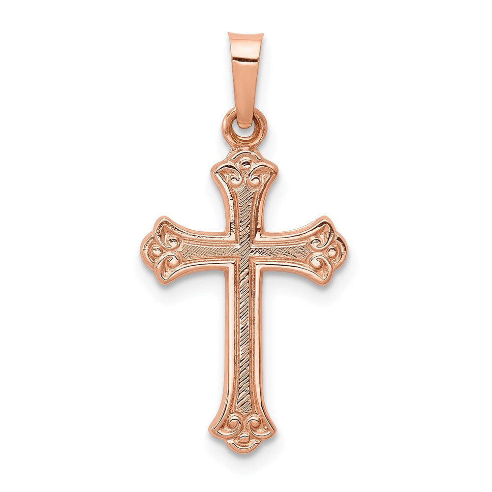 14k Rose Gold Cross Pendant, 22 x 14 mm