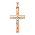 14k Two-tone Hollow Crucifix Pendant, 32 x 17 mm