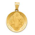 14k Polished and Satin St Benedict Hollow Medal Pendant, 27.4 x 19 mm