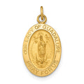14k Polished and Satin Solid Our Lady of Guadalupe Medal Oval Pendant, 19 x 11 mm
