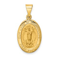 14k Polished and Satin Hollow Our Lady of Guadalupe Medal Oval Pendant, 28 x 13 mm