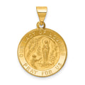 14k Polished and Satin Hollow Our Lady of Lourdes Medal Round Pendant, 21.3 x 18.75 mm