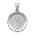 14K White Gold Polished and Satin Hollow Our Guardian Angel Medal Charm, 27 x 18.5 mm