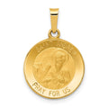 14k Polished and Satin Hollow St. Andrew Medal Pendant, 23 x 15.5 mm