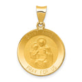 14k Polished and Satin Hollow St. Anne Medal Pendant, 28.5 x 19 mm