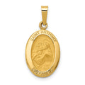 14k Polished and Satin Hollow St. Anthony Medal Small Oval Pendant, 23.3 x 11 mm
