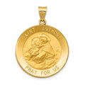 14k Polished and Satin Hollow Large St. Anthony Medal Pendant, 35.25 x 25.75 mm