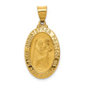 14k Polished and Satin Hollow St. Christopher Medal Oval Pendant, 31.5 x 15.5 mm