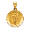 14k Polished and Satin Hollow St Florian Medal Round Pendant, 26.5 x 18.5 mm