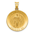 14k Polished and Satin Hollow St Florian Medal Round Pendant, 30.5 x 22.25 mm
