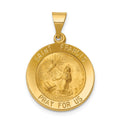 14k Polished and Satin Hollow St Francis Medal Round Pendant, 26.75 x 18.3 mm