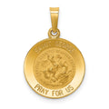 14k Polished and Satin Hollow Saint George Medal Round Pendant, 22 x 14.75 mm