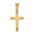 14k Laser Etched Cross Pendant, 25 x 12 mm